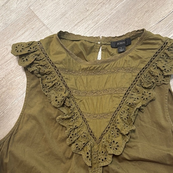 J. Crew Olive Ruffle Tank Top - Picture 3 of 3